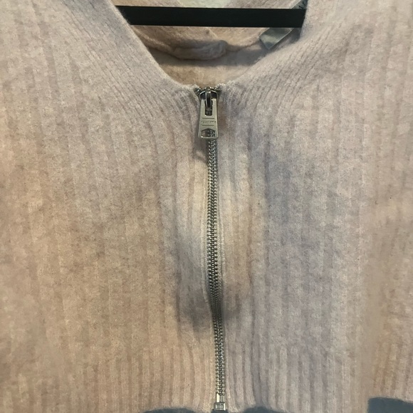 All Saints Enya Cardigan Blush Pink Ribbed Crop Wool Blend Size Medium - Picture 10 of 10